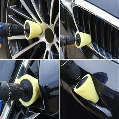Foam Drill Polishing Cone Ball Pads Kit Car Hub Waxing Buffing Wheel Polisher 4″
