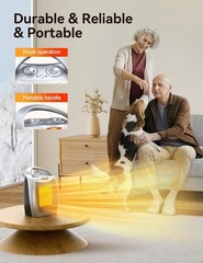 Portable Electric Space Heater with Thermostat, 1500W/750W Safe and Quiet Cerami