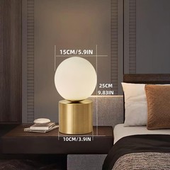 Mid Century Modern Table lamp Luxury Gold Bedroom Bedside Night Light White G…