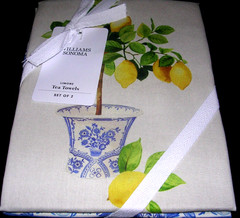 WILLIAMS SONOMA LIMONE TEA TOWELS SET OF TWO 100% COTTON TURKEY NEW WITH TAGS