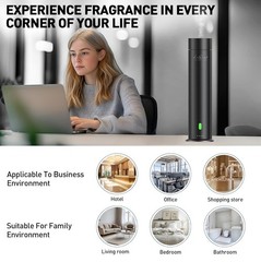 AROMA Mini Diffuser 1200 Sqft. SILVER W/ 5 PREMIUM Scents 20ml Hotel Collection