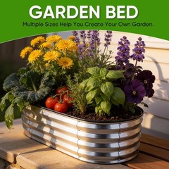 2 Pack Galvanized Raised Garden Bed Kit Oval Metal Planter Boxes Outdoor
