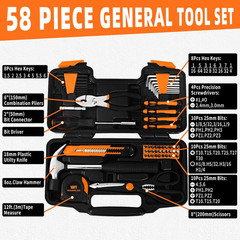 58-Piece Tool Kit Basic Home Repair Tool Set, General Household Hand Tool Kit,Sm