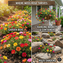 10000+ MIXED MOSS ROSE SEEDS PORTULACA GRANDIFLORA MIX FLOWERS GROUNDCOVER