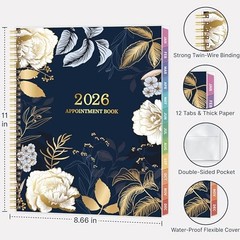 2026 Appointment Book, 30 Minutes-Hourly, Weekly ＆ Monthly Calendar Planner