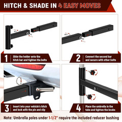 Heavy-Duty Hitch Mount Umbrella Holder – Adjustable Length (38″ & 26.5″) – Fits