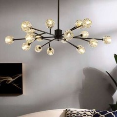 18-Light Modern Crystal Chandelier LED Sputnik Pendant Fixture Ceiling Lighting
