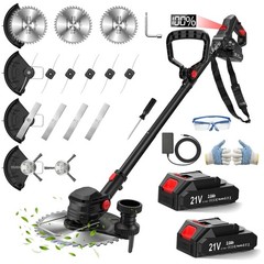 4.6lbs Brush Cutter with Metal Blades – 2 Batteries