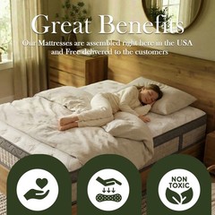 Sayre Sleep Hybrid Mattress 10″ 12″ | Firm & Medium Firm | Memory Foam + Coils