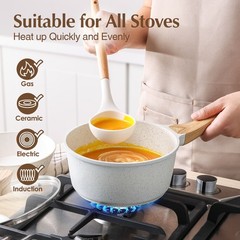 Sensarte Ceramic Nonstick Cookware Set, 10 Pieces, Induction Compatible, White,