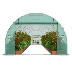 VEVOR Walk-in Tunnel Greenhouse 29.2×9.7×6.5ft Galvanized Frame PE Cover Green
