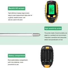 5in1 LCD Digital PH Soil Tester Plant Lawn Water Moisture Temperature Test Meter
