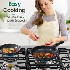 Ceramic Nonstick Cookware Set 19 Piece with Detachable Handle, Induction Dishwas