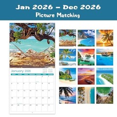 2026 Calendar – 2026 Wall Calendar, Jan 2026 – Dec 2026, 12″ x 24″ (Open),
