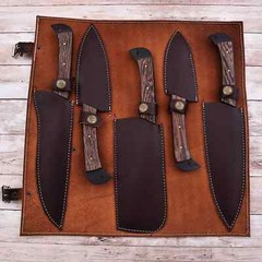 CUSTOM HAND MADE HIGH CARBON STEEL CHEF SET KITCHEN KNIVES 2929