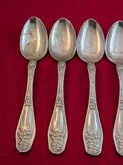 Set Of 6 International Rogers Nickel Silver INS237 Art Nouveau Teaspoons 5 7/8″