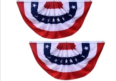 2 Pack USA Pleated Fan Flag 1.5×3 Feet American US Bunting Flags Half Fan 18×36