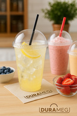 100 Clear 16 oz PET Cups with Dome Lids – Disposable for Smoothies & Treats