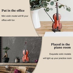 Miniature Violin Model, 9.8in Wooden Mini Violin with Stand, Black Leather Ca…