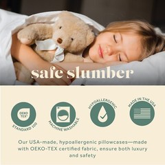 ComfyDown Toddler Pillowcase, 100% Cotton, 400-TC, Zipper Closure – Made in USA