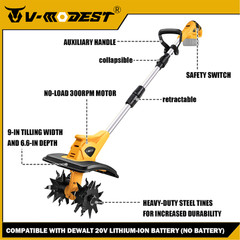 Cordless Garden Tiller Cultivator For Dewalt 20V Battery Farm Soil Cultivator
