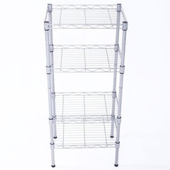 New Practical Modern Rectangle Carbon Steel Metal 4-Shelf Storage Rack Silver