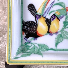 Vintage Hermes Paris Mini Tray Toucans Porcelain Ashtray 8 x 8 cm