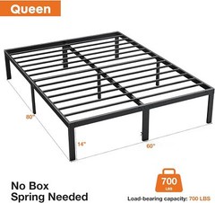 Metal Queen King Full Size Bed Frame Bedroom Sturdy Steel Slat Support Bedstead