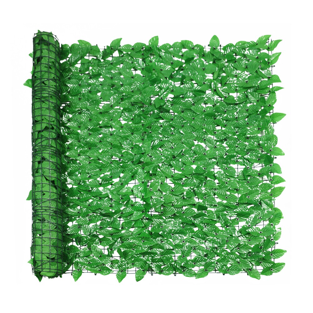 58in Artificial Faux Light Green Laurel Leaf Privacy Hedge with Mesh Backing
