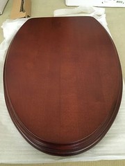 Porcher 71118-00.640 Elongated Wood Toilet Seat with PN Hinges, ANTIQUE CHERRY