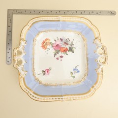 Minton Pattern 139 Pair Floral Lavender Blue Shape “N” Cake Plates Regency 1830