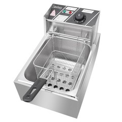 2500W 6L Commercial Electric Deep Fryer Restaurant Stainless Steel 10.5QT W/Lid