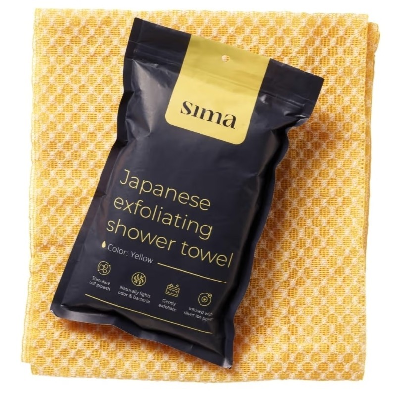 1 Sima® Japanese Exfoliating Antibacterial Shower Towel white/yellow/black/pink