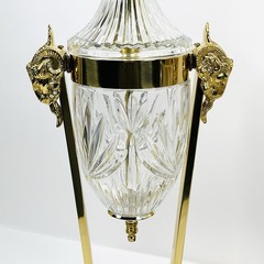 Vintage Regency Rams Head Brass & Crystal Lamps Both Work BEAUTIFUL QUALITY