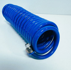 2 PACK! Recoil Air Hose 12′ – 1/4″ Fittings Polyurethane PU – Blue NEW