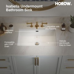 24” Rectrangle Undermount Vitreous Ceramic Lavatory Vanity Bathroom Sink White
