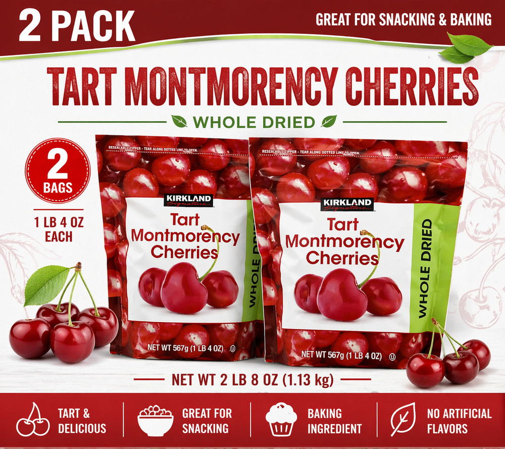 2-Pack Kirkland Signature Organic Dried Cherries, 20 oz