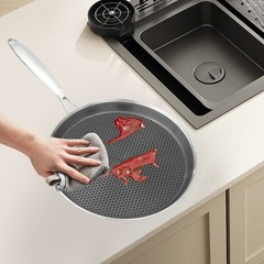 10-Inch Stainless Steel Non-Stick Crepe Pan with Flat Design for Easy Cooking