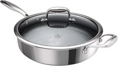Hell’s Kitchen Hybrid Tri-Clad 4 Qt Sauté Pan w/ Lid | Nonstick PFAS-Free New