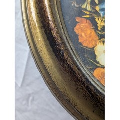 Vintage Oval Floral Wall Plaques Set of 2 Made in Italy Gold Ornate Fram 9.5×7.5