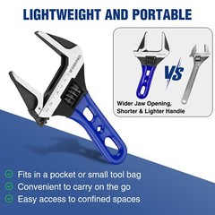 WORKPRO 6-inch Stubby Adjustable Wrench 1.5″ Wide Jaw Opening Wrench Metric/SAE
