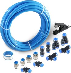 Pneumatic Tubing Blue Polyurethane PU Air Hose Pipe Tube Kit 6mm x 10M,