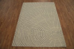 Modern Spiral Design Rug 5×7 Hand-Tufted Wool in Soft Grey Tones for Any Room