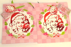 Dolly Parton Christmas Holiday Anytime Gift Bag w/ Tissue Paper, Lot of 2 Bags