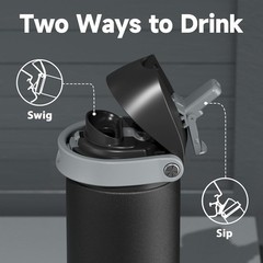 24 oz Insulated Water Bottle for Sports: Stainless Steel Water Bottle with 2-…