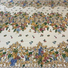 Renaissance-style Rectangular TABLECLOTH SCROLL & FRUITS 60x 78”