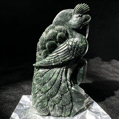 Hand Carved Jade Bird Figurine Natural Stone Animal Sculpture Desk Decor 7.68in