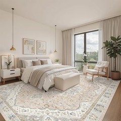 Machine Washable 8′ x 10′ Area Rug – Stain Resistant with Stylish Floral Pattern
