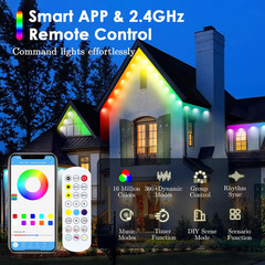 50FT Permanent Outdoor Lights, IP67 Waterproof Smart RGB LED Eave Lights with Ap