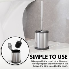 Premium Quality Bathroom Toilet Cleaning Flexible Brush and Holder Set With Lid